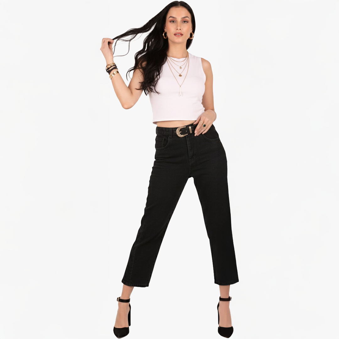 Black Slim Fit Denim for Women – Cotton Lycra | Sleek & Comfortable