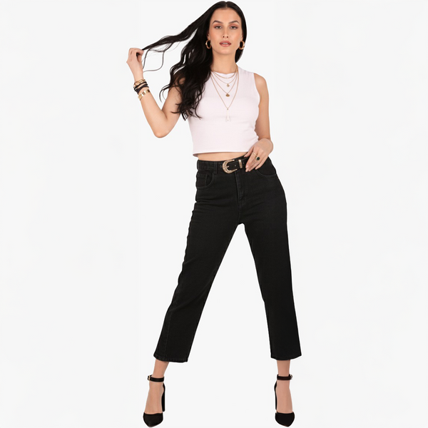 Black Slim Fit Denim for Women – Cotton Lycra | Sleek & Comfortable