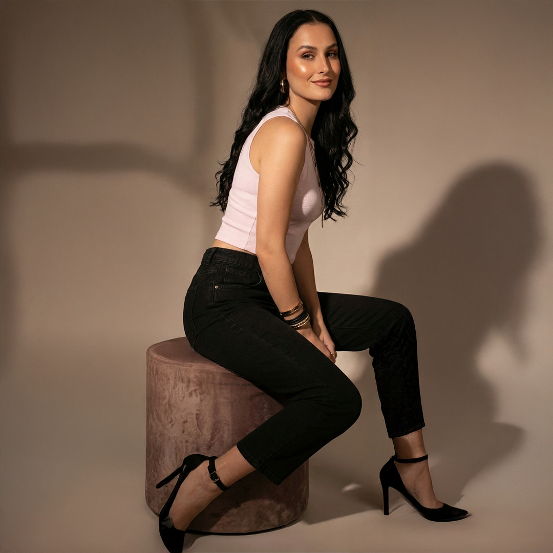 Black Slim Fit Denim for Women – Cotton Lycra | Sleek & Comfortable